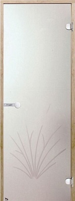 Двери для сауны. HARVIA STG 7 x 19. Сосна, сатин, рисунок камыш. Коробка 690 x 1890 мм